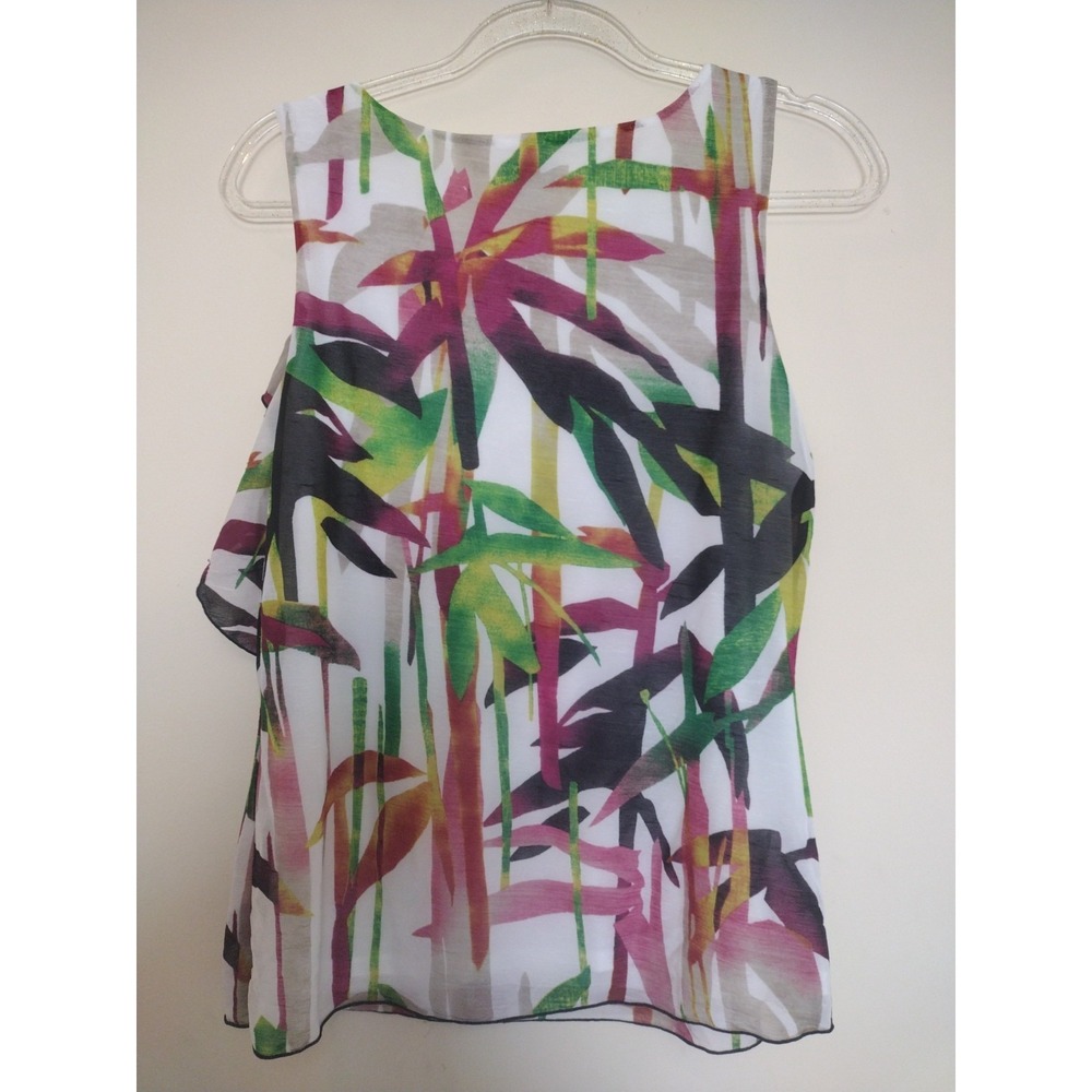 Worthington Blouse Woman's M Multicolor Sleeveless Layered Lined Mesh Top - Picture 3 of 8